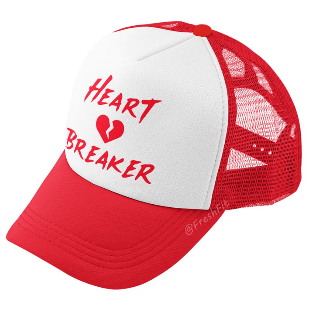 Heartbreaker Foam Trucker Hat Mesh Snapback Cap Red/White